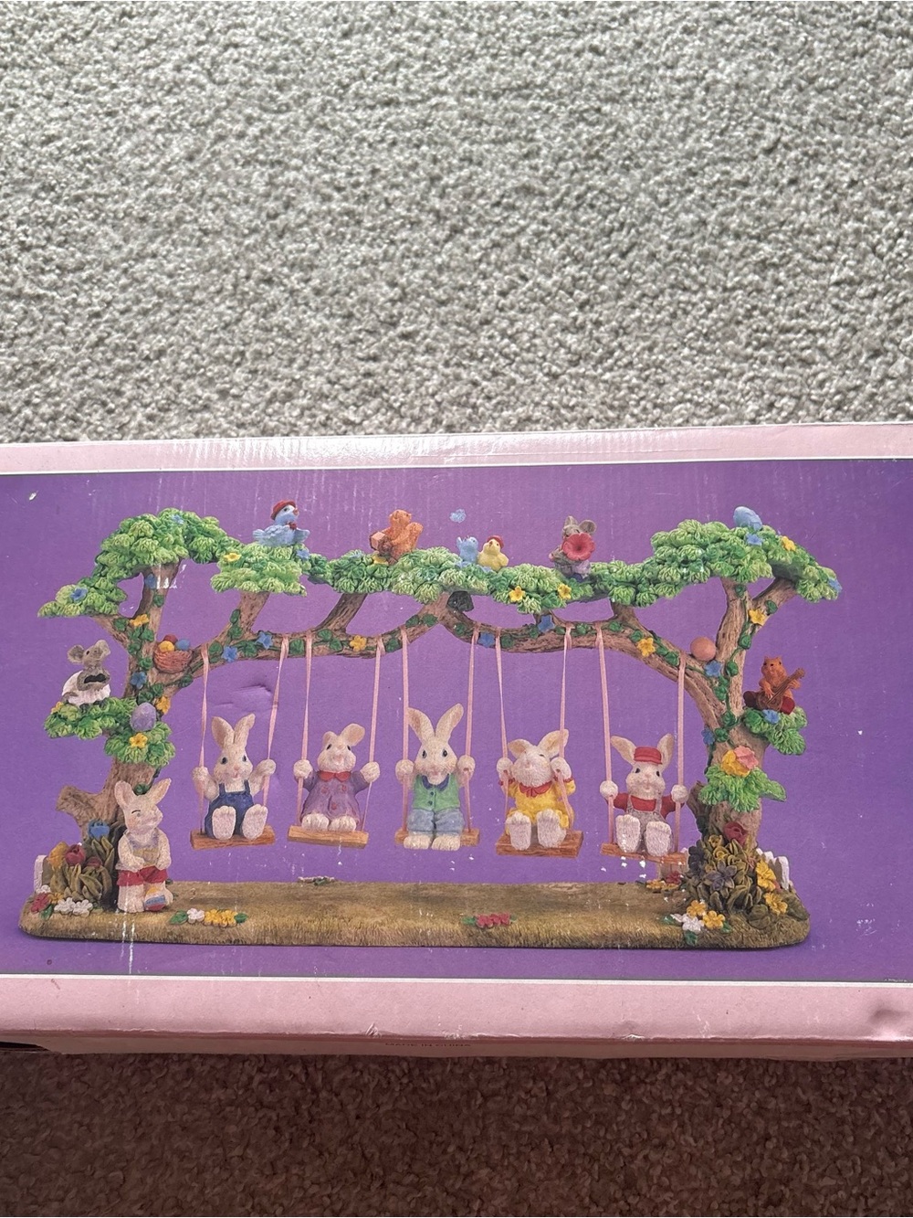 Vintage Bunny Swing Figurine Display Rabbit Easter Decor